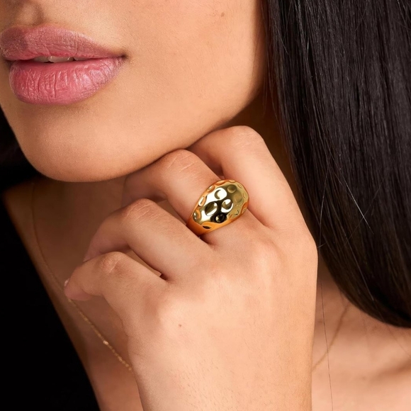 Uneven Gold Chunky Statement Ring - Picture 3 of 7